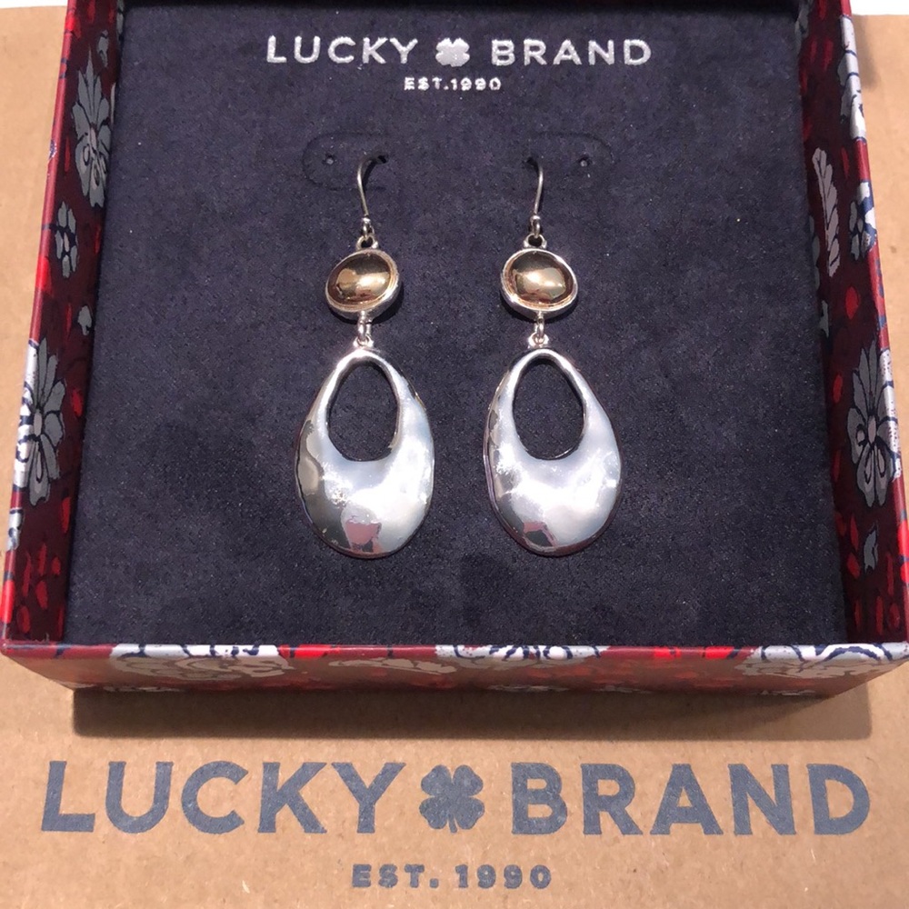 Lucky Brand Mixed Silver with Gold Center Earrings